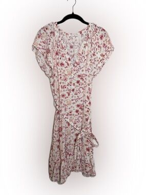 Lucky Brand Cream Midi Dress with Pink Floral Print